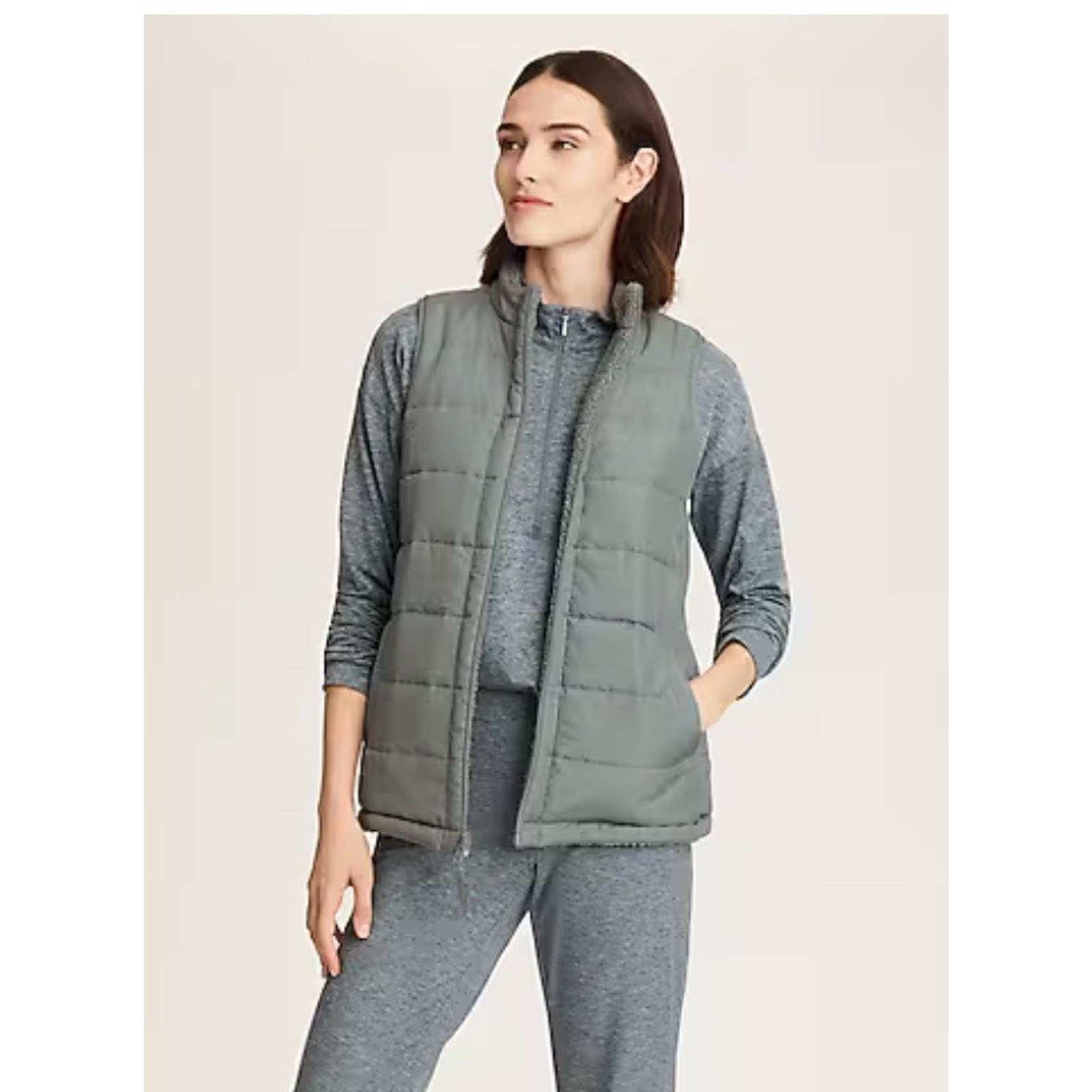 J. Jill Fit Reversible Sherpa Vest In Blue Smoke Size M Nwt $139